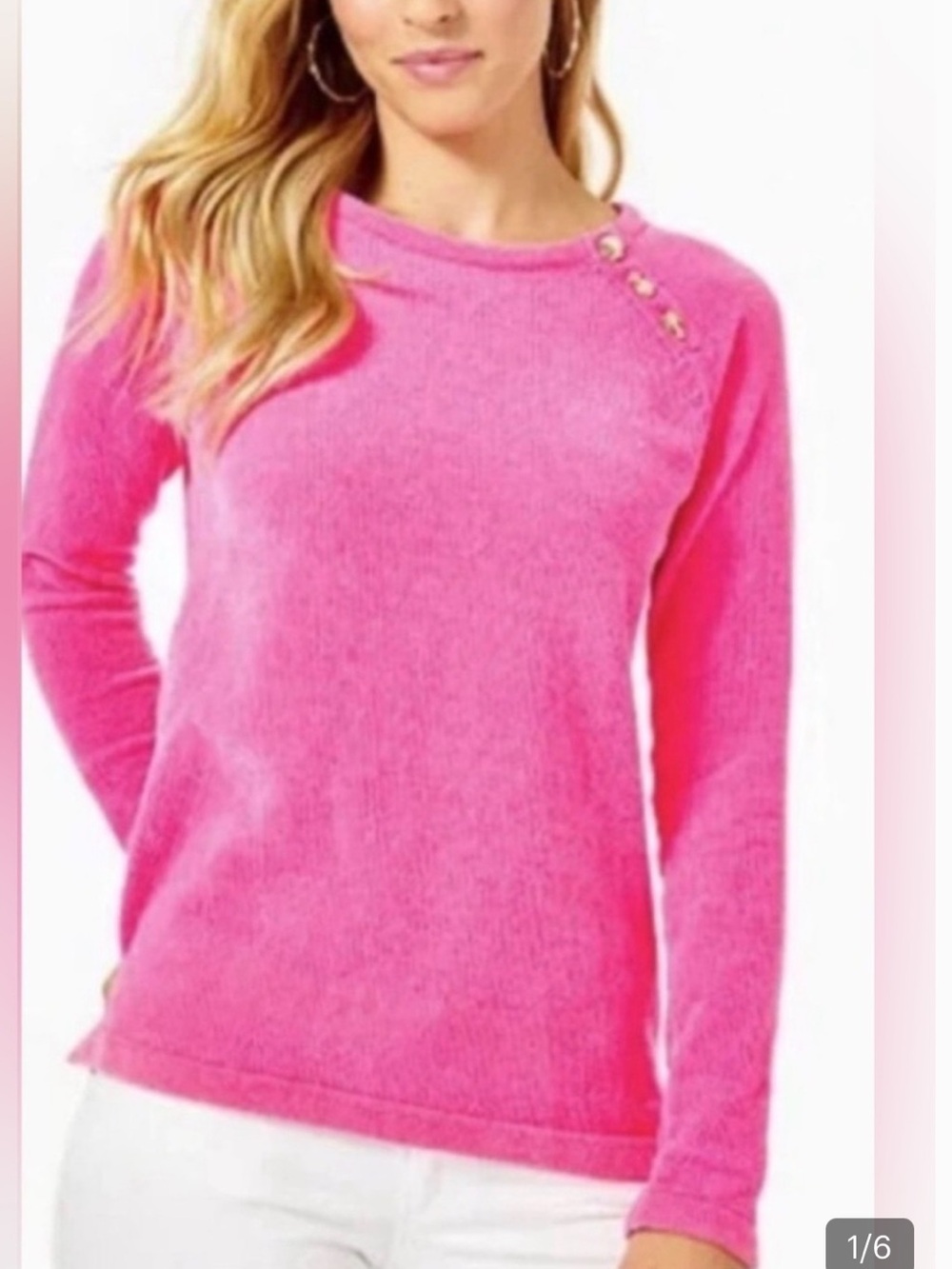 PinkLilly Pulitzer  Long Sleeve Knit Sweater with Decorative Buttons Large